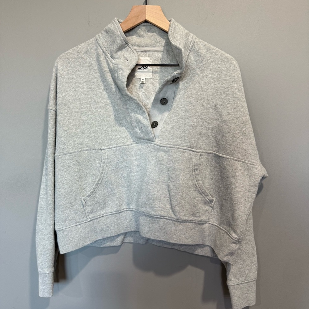 Aerie Light‎ Gray Button-Up Sweatshirt